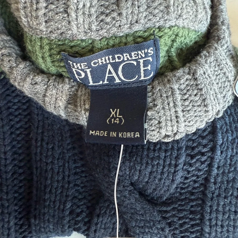 The Children's Place Navy and Olive Crewneck Sweater - Picture 2 of 8